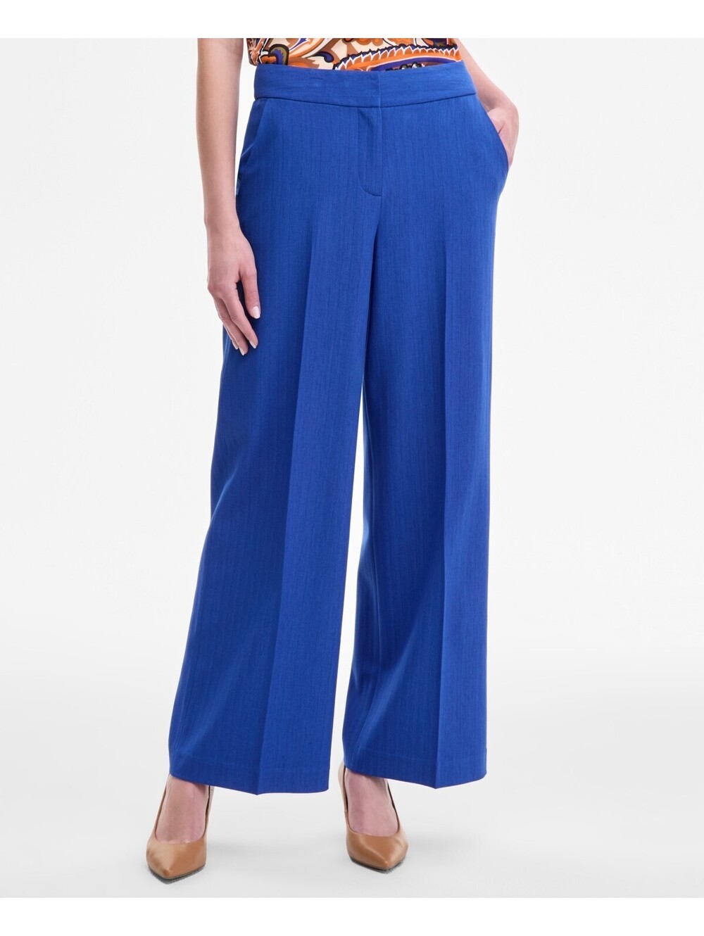 Tahari ASL Womens Mid-Rise Wide-Leg Soli New Royal 12
